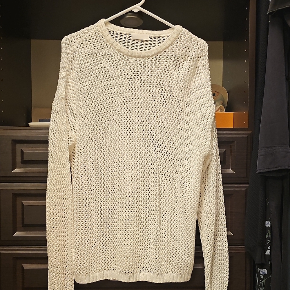 nuuds Men's Open-Knit Cream Sweater